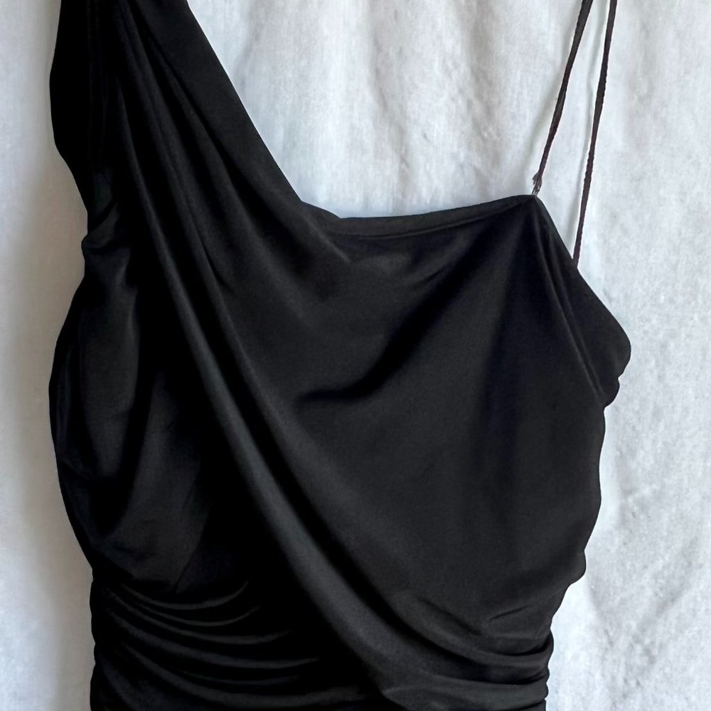 Black Polyester Off Shoulder Dress Size Small